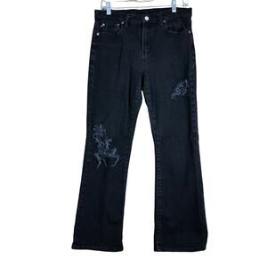 Polo Ralph Lauren Womens Jeans Black Denim Classic Bootcut Distressed Stretch 10